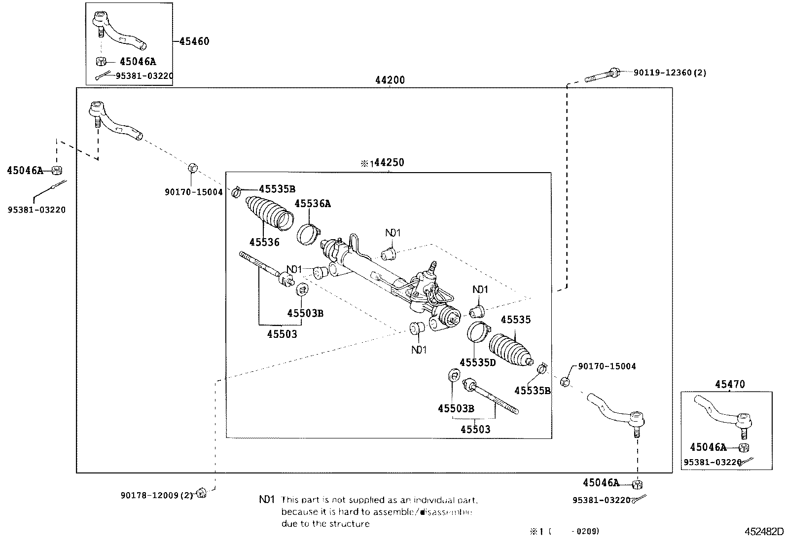 Toyota 44250-48070 GEAR ASSY, POWER STEERING(FOR RACK & PINION)