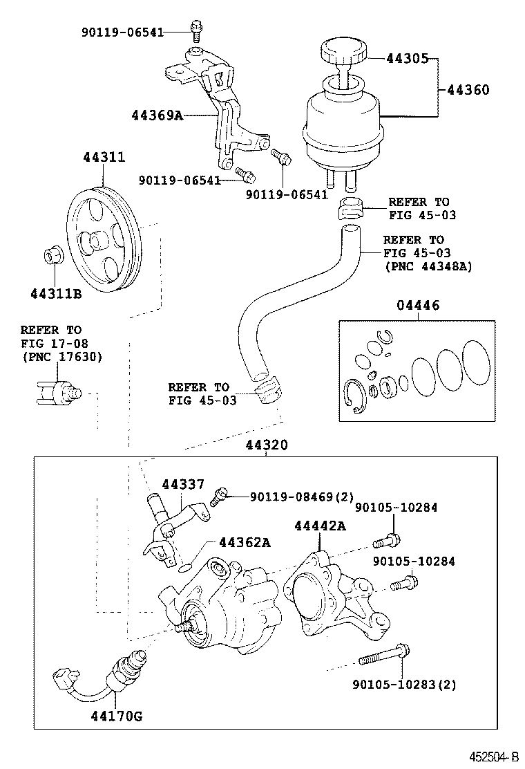 Toyota 04446-30241 GASKET KIT, POWER STEERING PUMP
