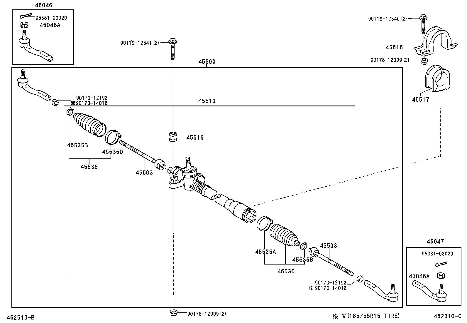 Toyota 45046-59065 END SUB-ASSY, TIE ROD, RH
