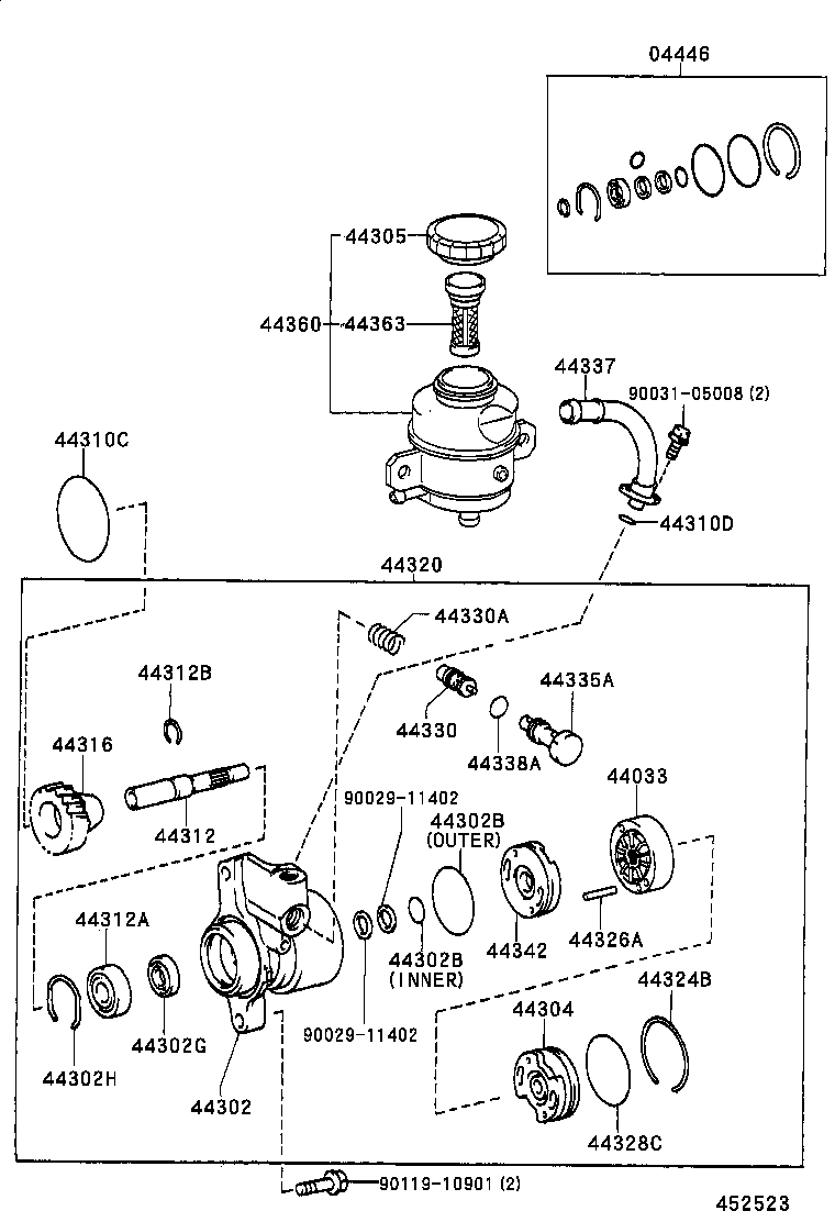 44360-37140 RESERVOIR ASSY, VANE PUMP OIL product image