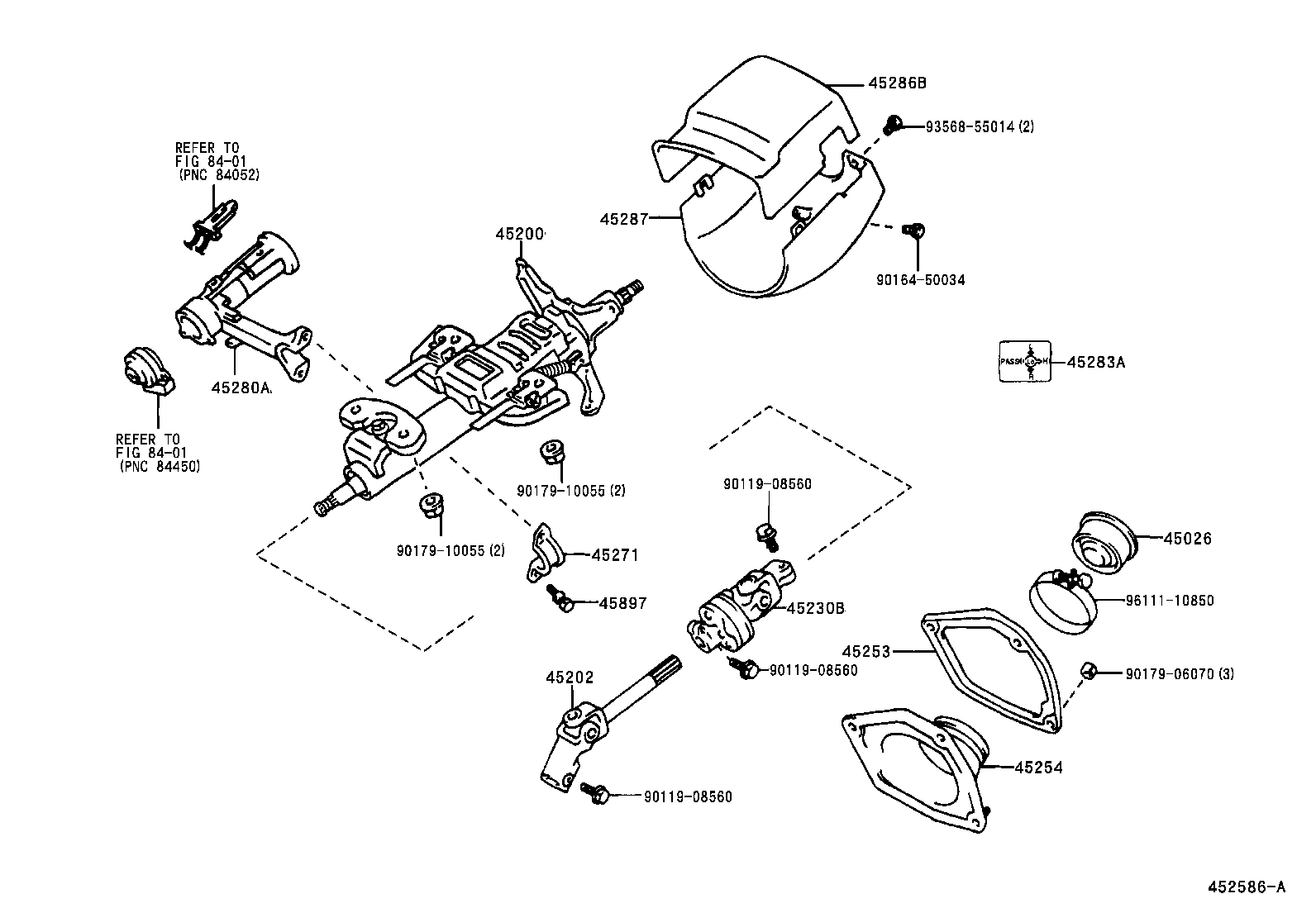 45250-33501 COLUMN ASSY, STEERING product image