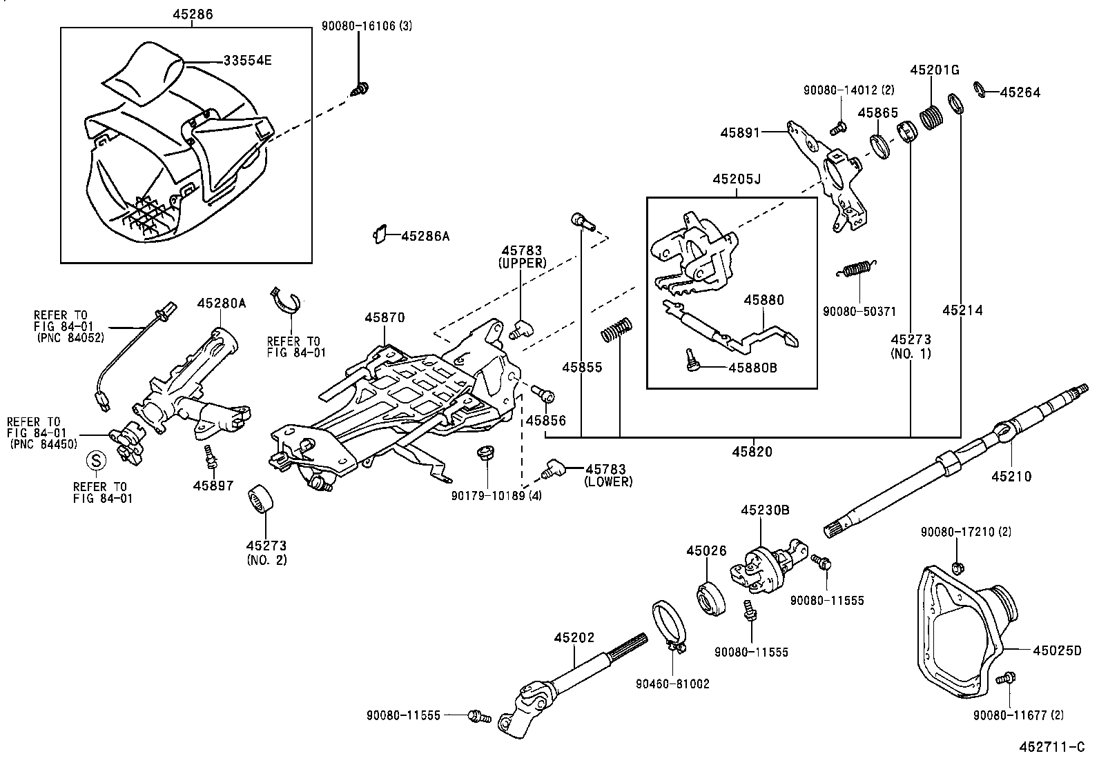 Toyota 45025-07010 COVER SUB-ASSY, STEERING COLUMN HOLE, NO.1