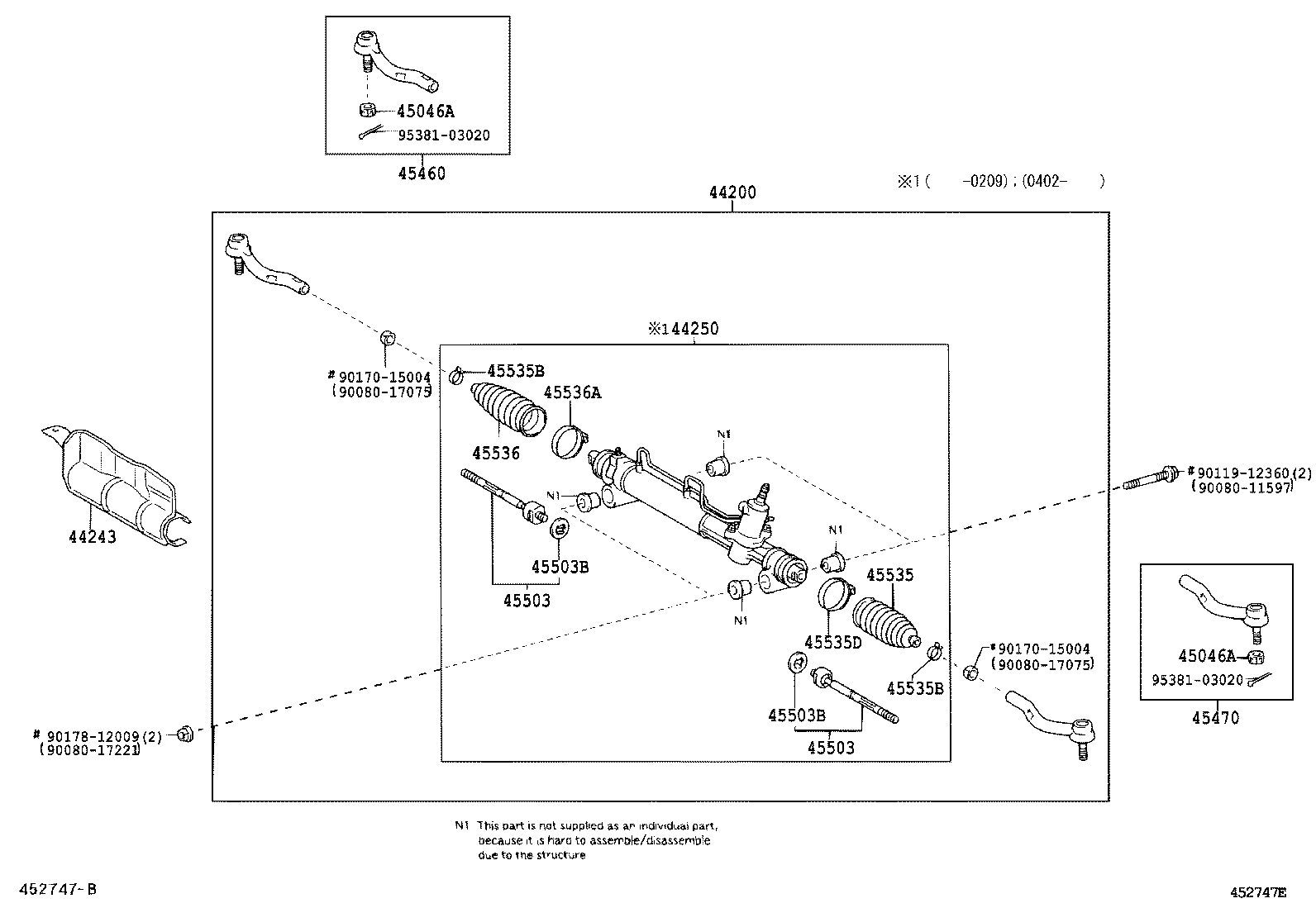 Toyota 44250-33320 GEAR ASSY, POWER STEERING(FOR RACK & PINION)