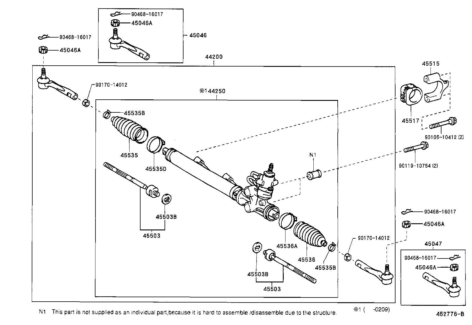 Toyota 45460-59035 END SUB-ASSY, TIE ROD, RH