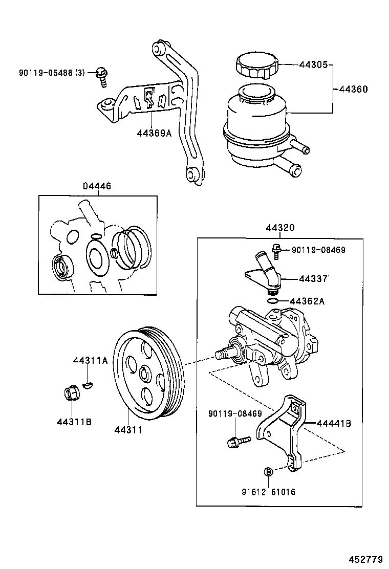 04446-30120 GASKET KIT, POWER STEERING PUMP product image