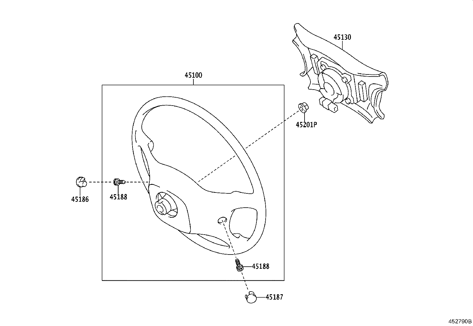 45184-28110-B2 COVER, STEERING WHEEL BOSS, LOWER product image