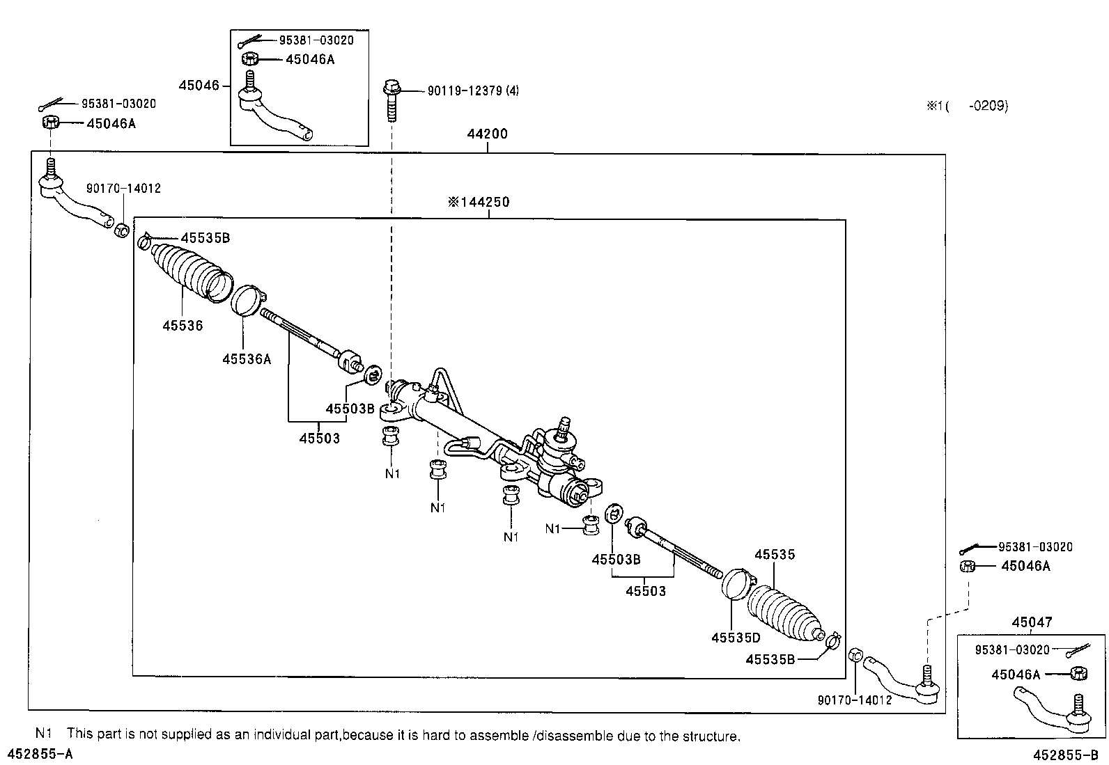 45503-19255 END SUB-ASSY, STEERING RACK product image