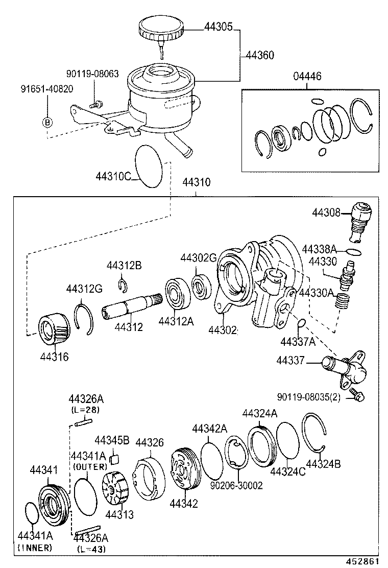 44360-26101 RESERVOIR ASSY, VANE PUMP OIL product image