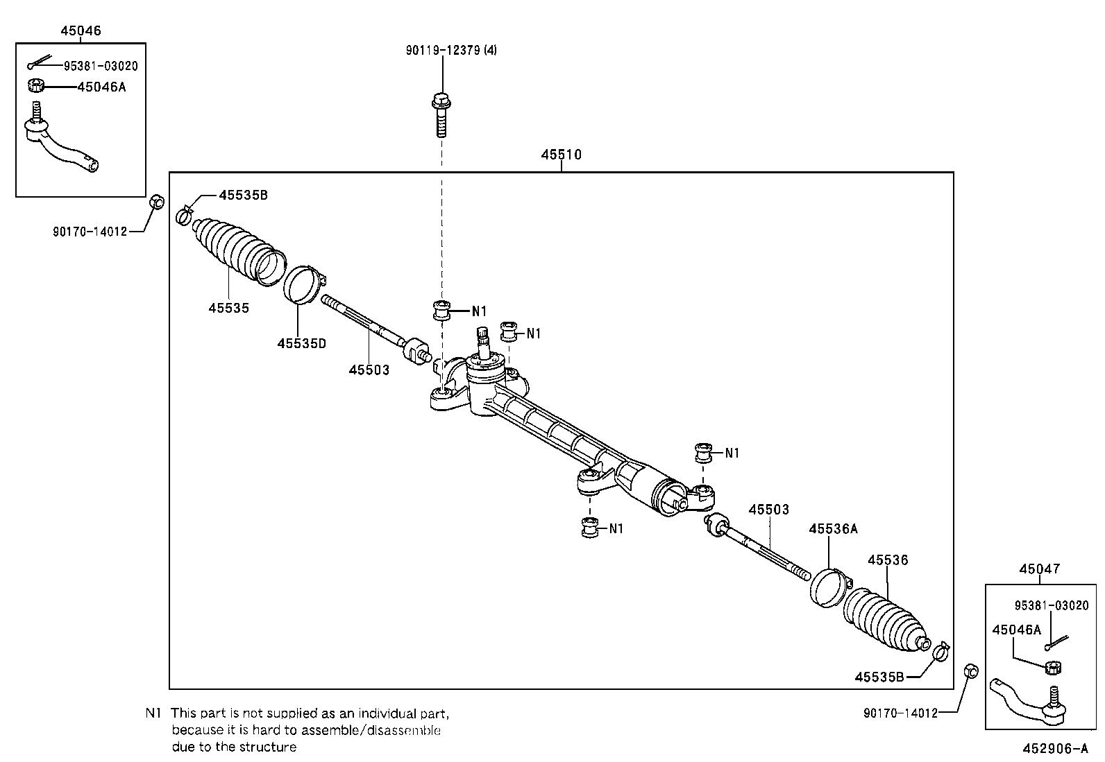 45503-02080 END SUB-ASSY, STEERING RACK product image