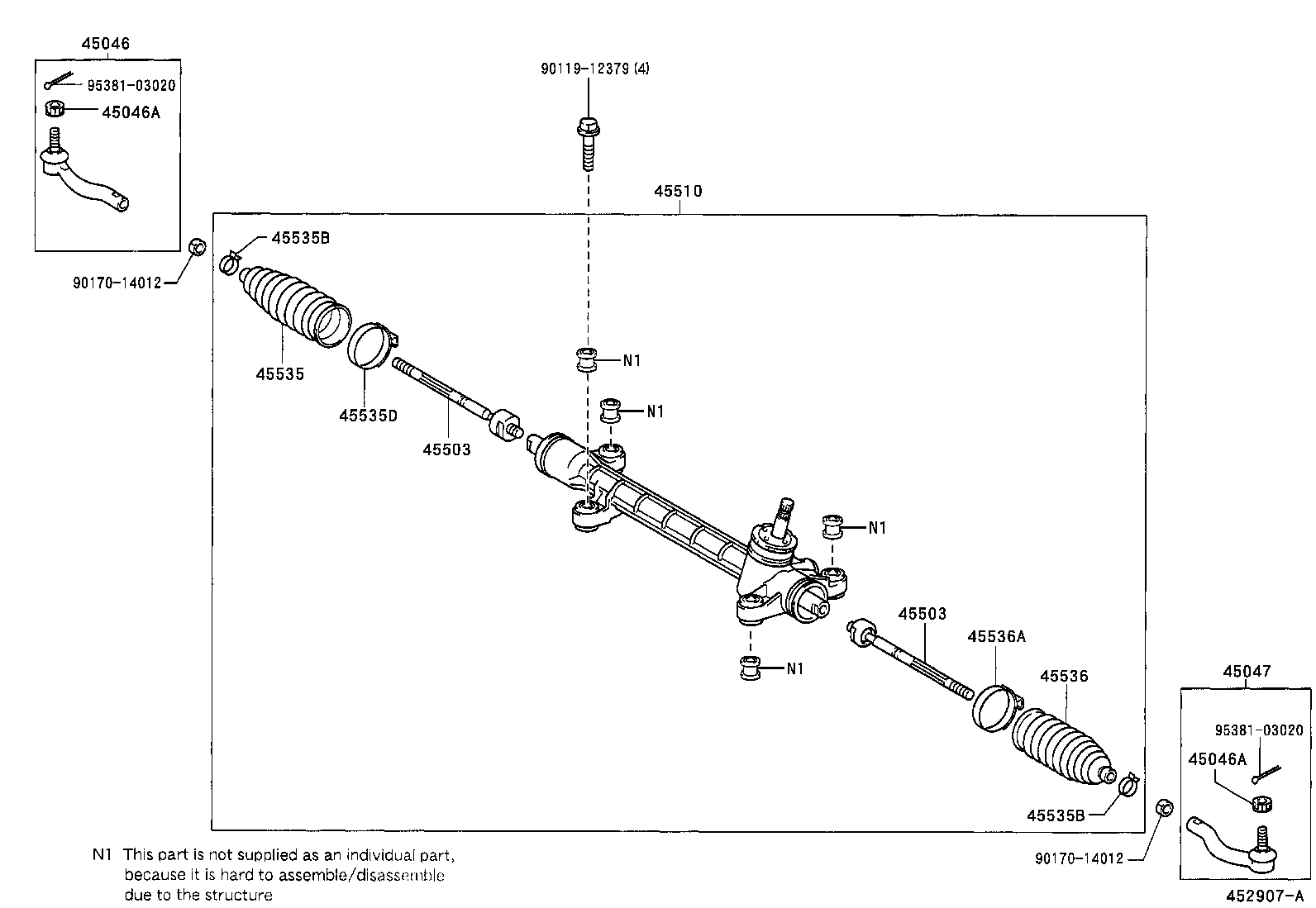 45503-02080 END SUB-ASSY, STEERING RACK product image