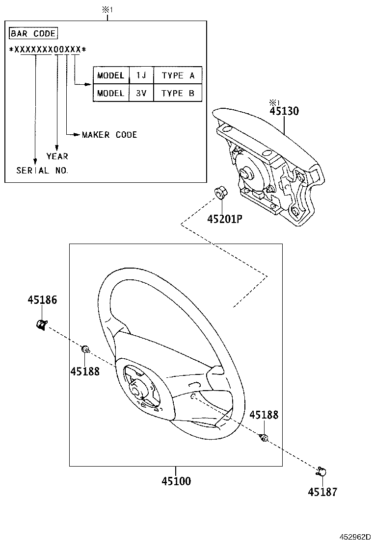 45100-28440 WHEEL ASSY, STEERING product image