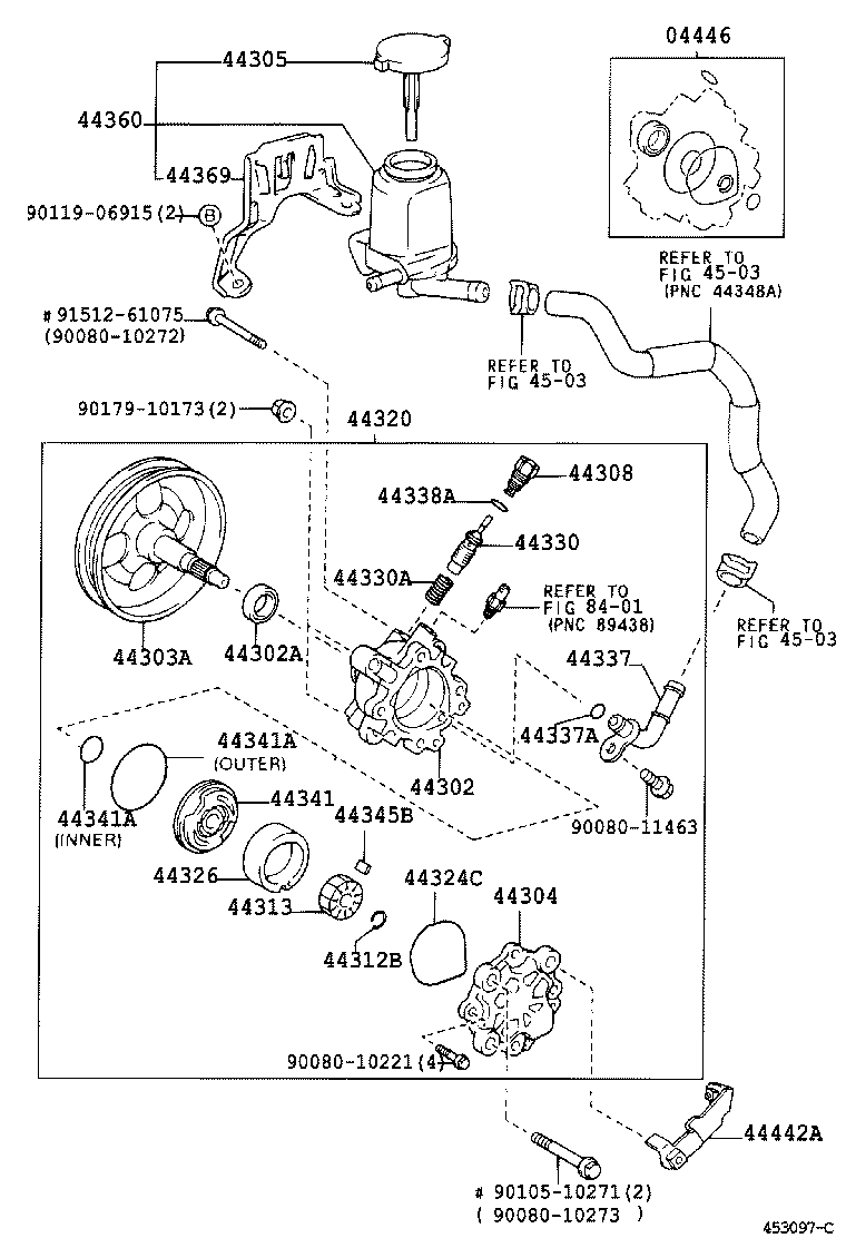 Toyota 04446-02070 GASKET KIT, POWER STEERING PUMP