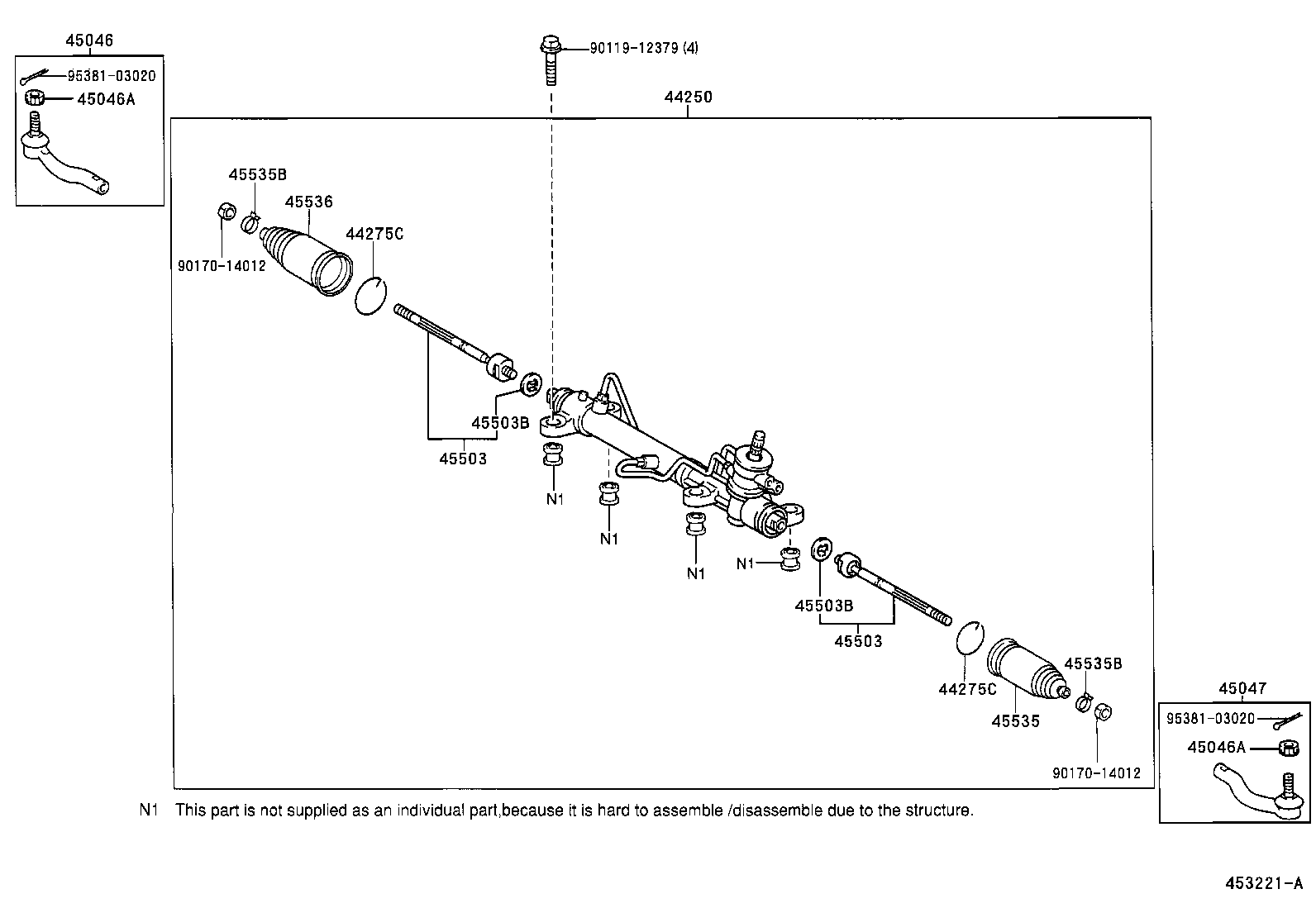 Toyota 45046-49085 END SUB-ASSY, TIE ROD, RH