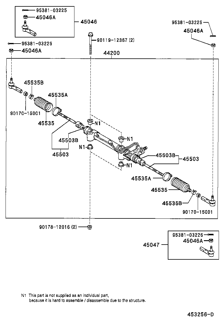 Toyota 45503-39265 END SUB-ASSY, STEERING RACK