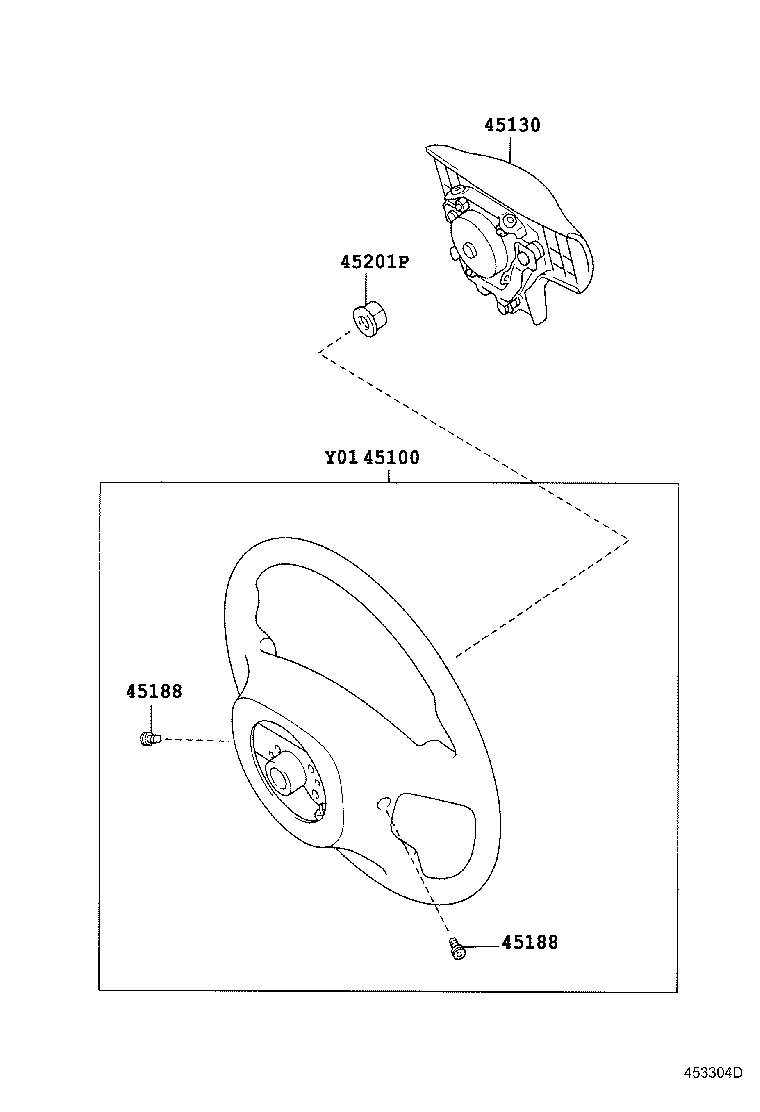45100-21130-B0 WHEEL ASSY, STEERING product image