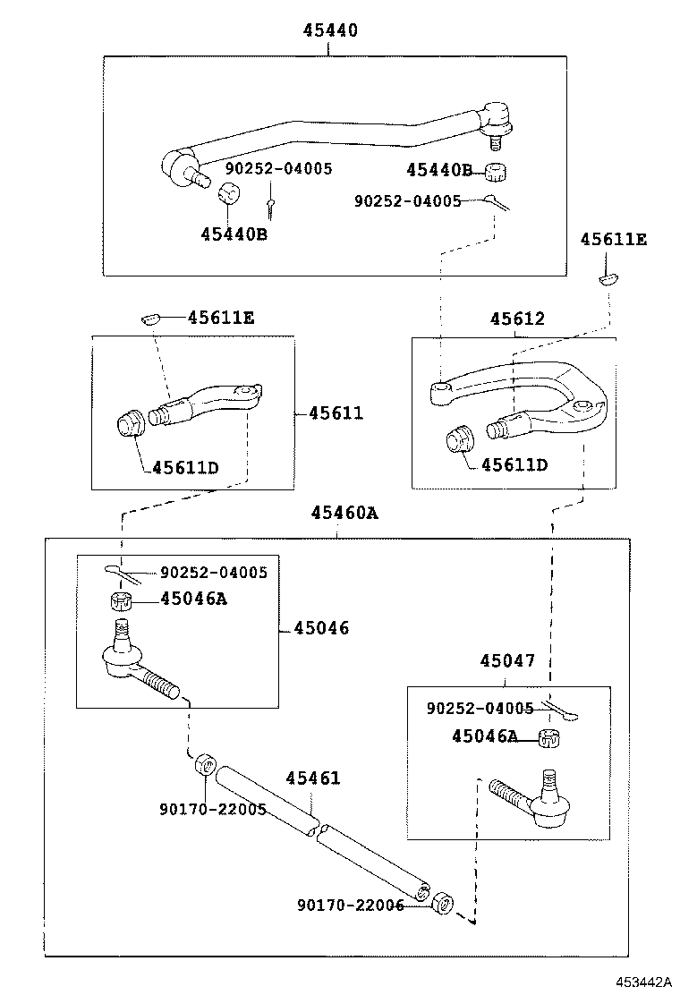 45046-39645 END SUB-ASSY, TIE ROD, RH product image