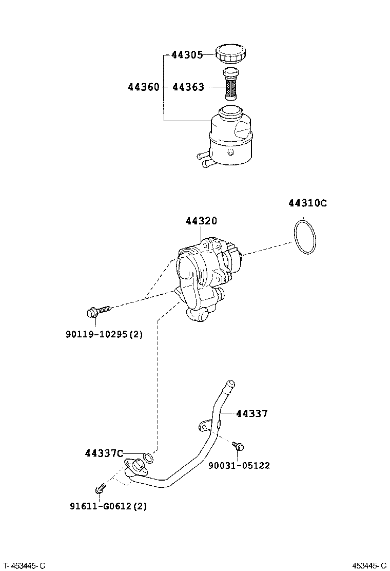 44360-37190 RESERVOIR ASSY, VANE PUMP OIL product image