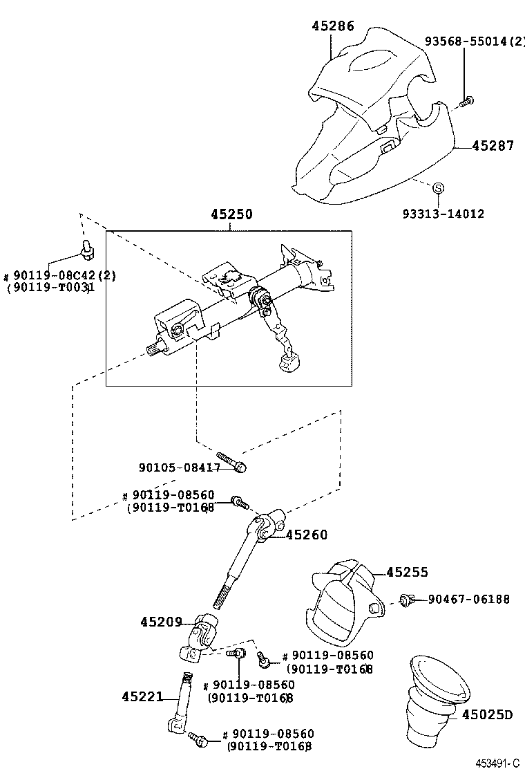45025-0D080 COVER SUB-ASSY, STEERING COLUMN HOLE, NO.1 product image
