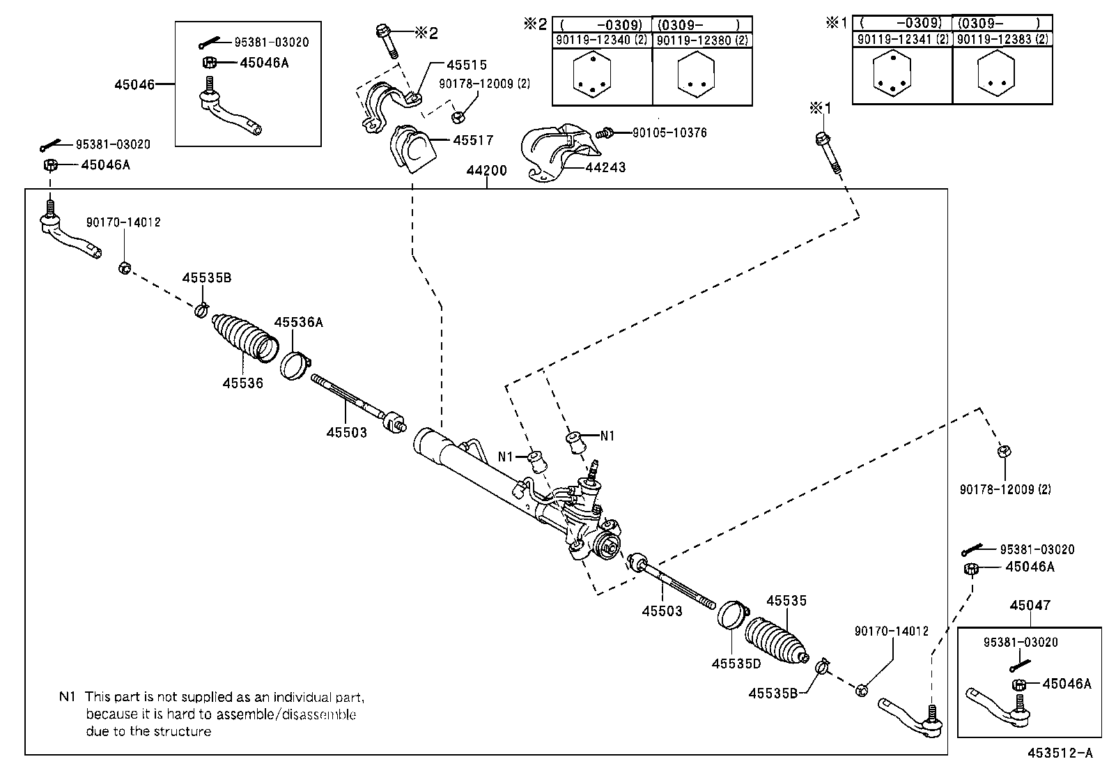 Toyota 45503-59055 END SUB-ASSY, STEERING RACK