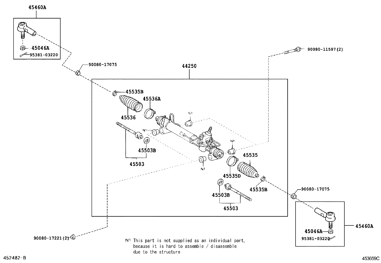 Toyota 44250-0E010 GEAR ASSY, POWER STEERING(FOR RACK & PINION)