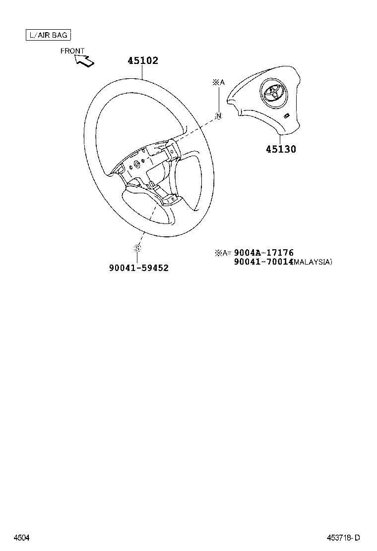 45107-BZ040 WIRE SUB-ASSY, HORN BUTTON product image