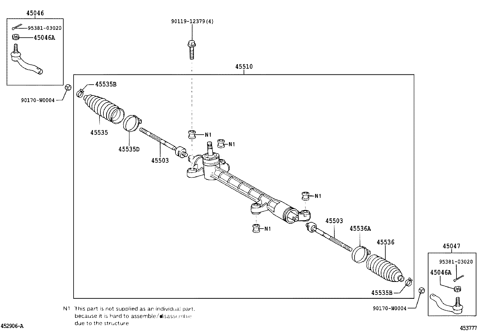 45503-02080 END SUB-ASSY, STEERING RACK product image