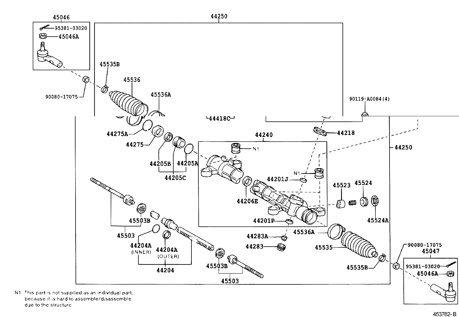 44240-01030 HOUSING ASSY, POWER STEERING RACK product image