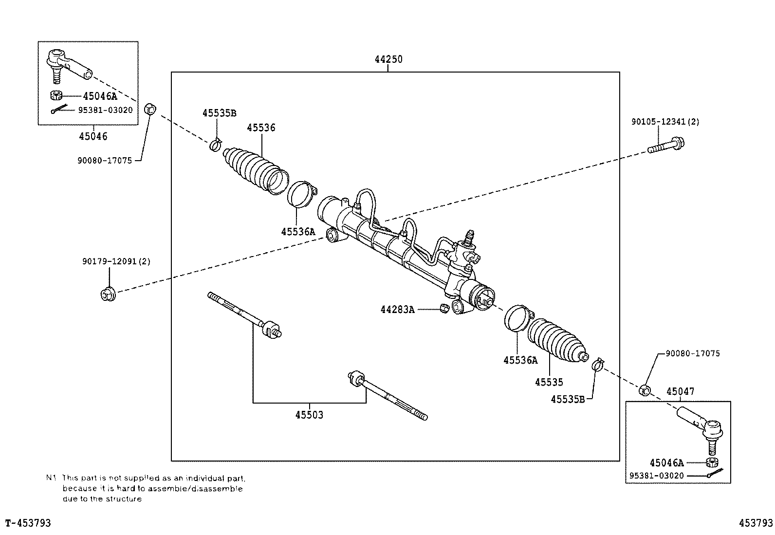 44240-01030 HOUSING ASSY, POWER STEERING RACK product image