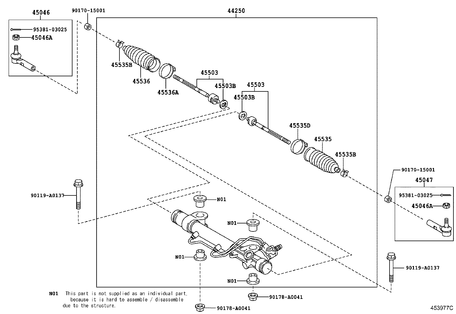 Toyota 45046-09340 END SUB-ASSY, TIE ROD, RH