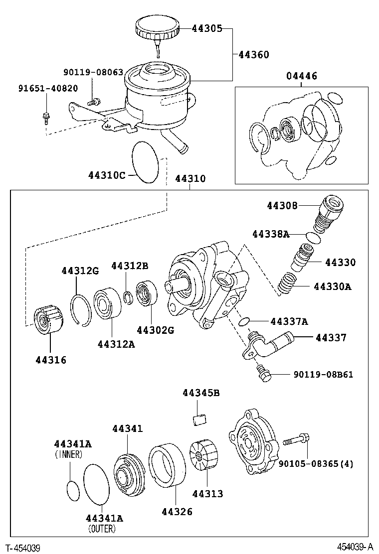 44360-26101 RESERVOIR ASSY, VANE PUMP OIL product image