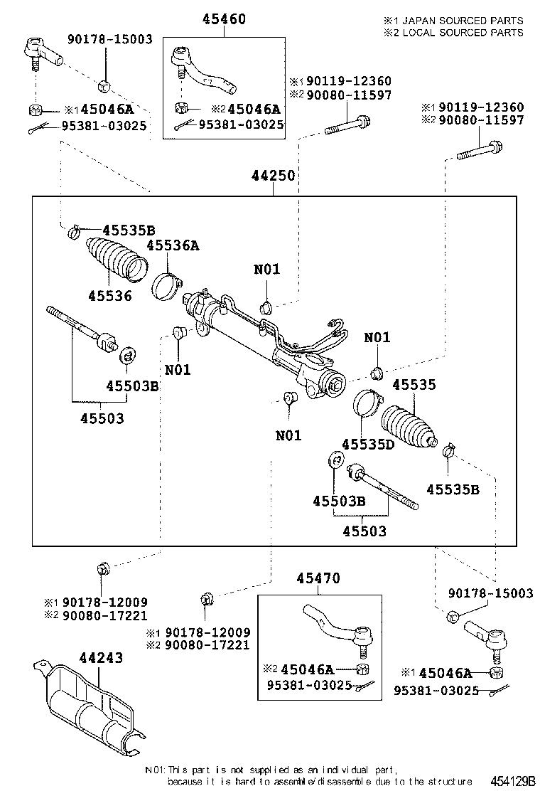 Toyota 44250-07100 GEAR ASSY, POWER STEERING(FOR RACK & PINION)