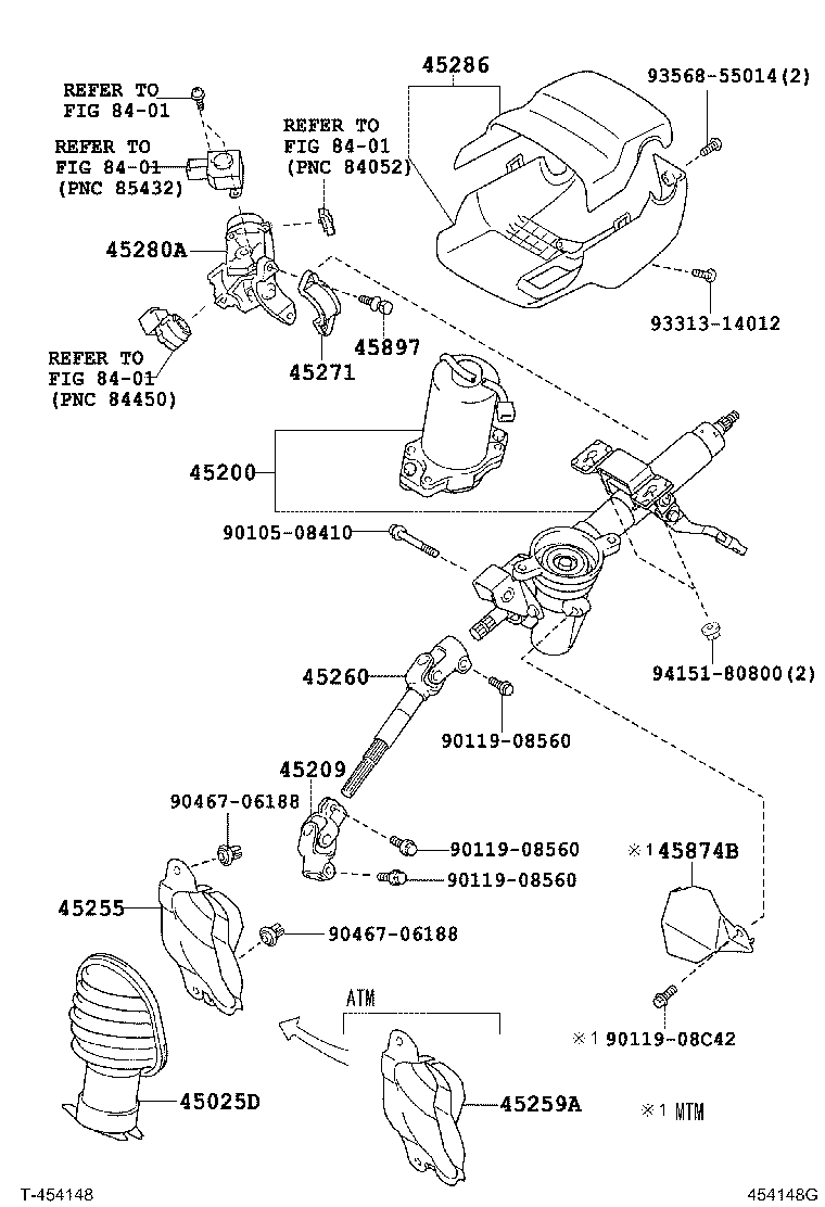 45200-52271 POST ASSY, STEERING product image