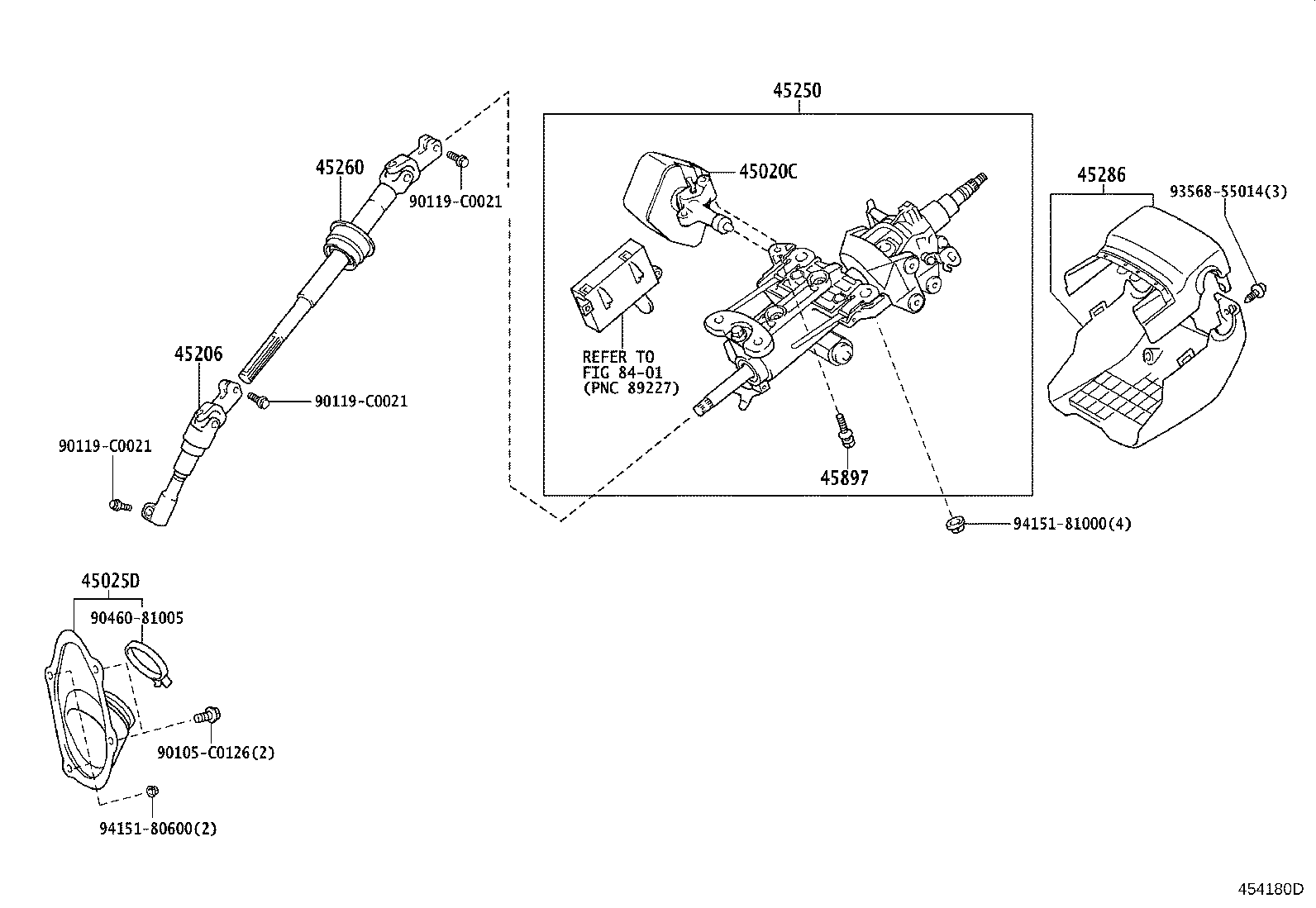 45260-0N010 SHAFT ASSY, STEERING INTERMEDIATE, NO.2 product image