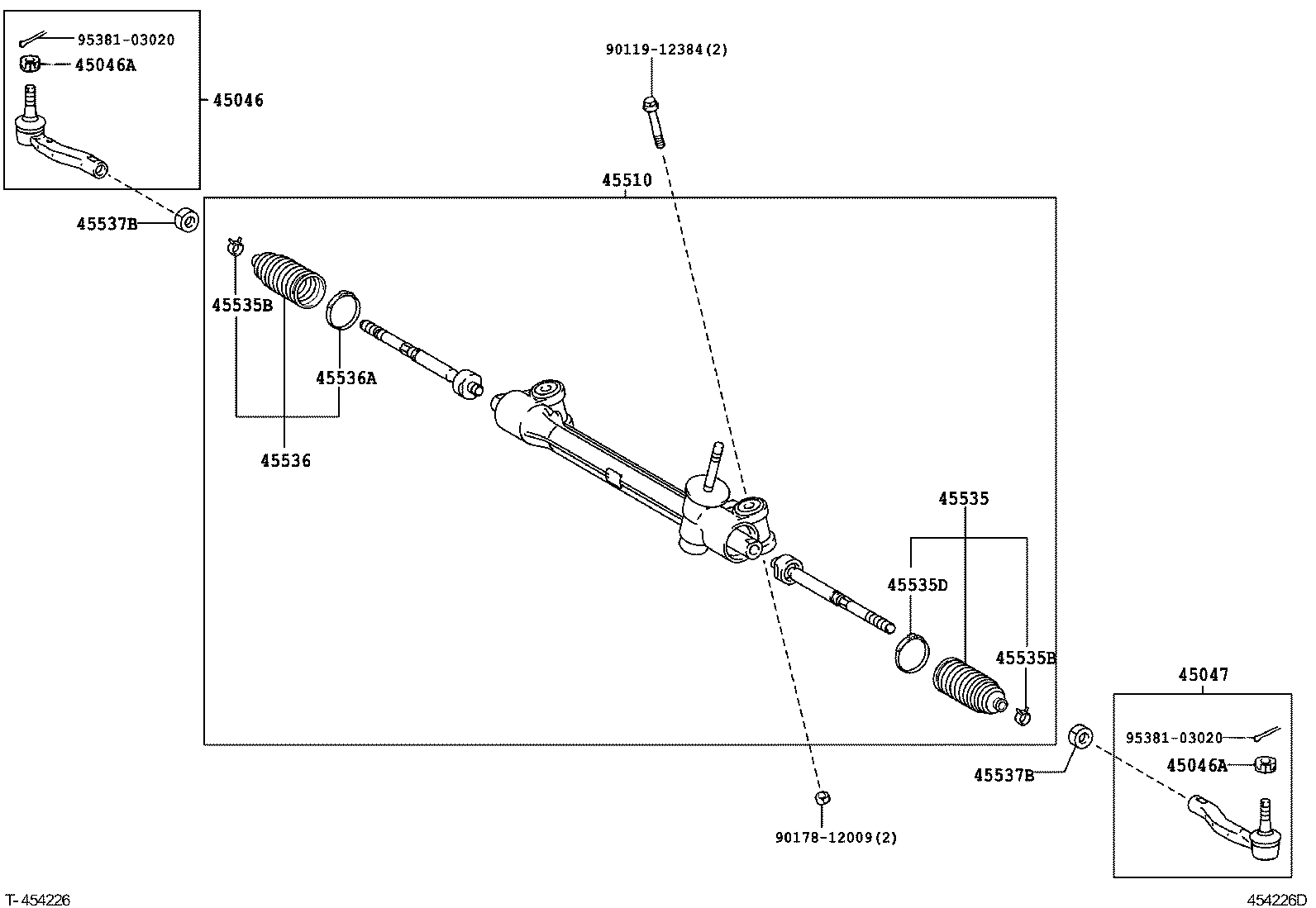 Toyota 45046-59195 END SUB-ASSY, TIE ROD, RH
