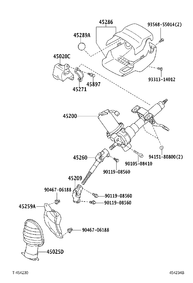 45200-52260 POST ASSY, STEERING product image