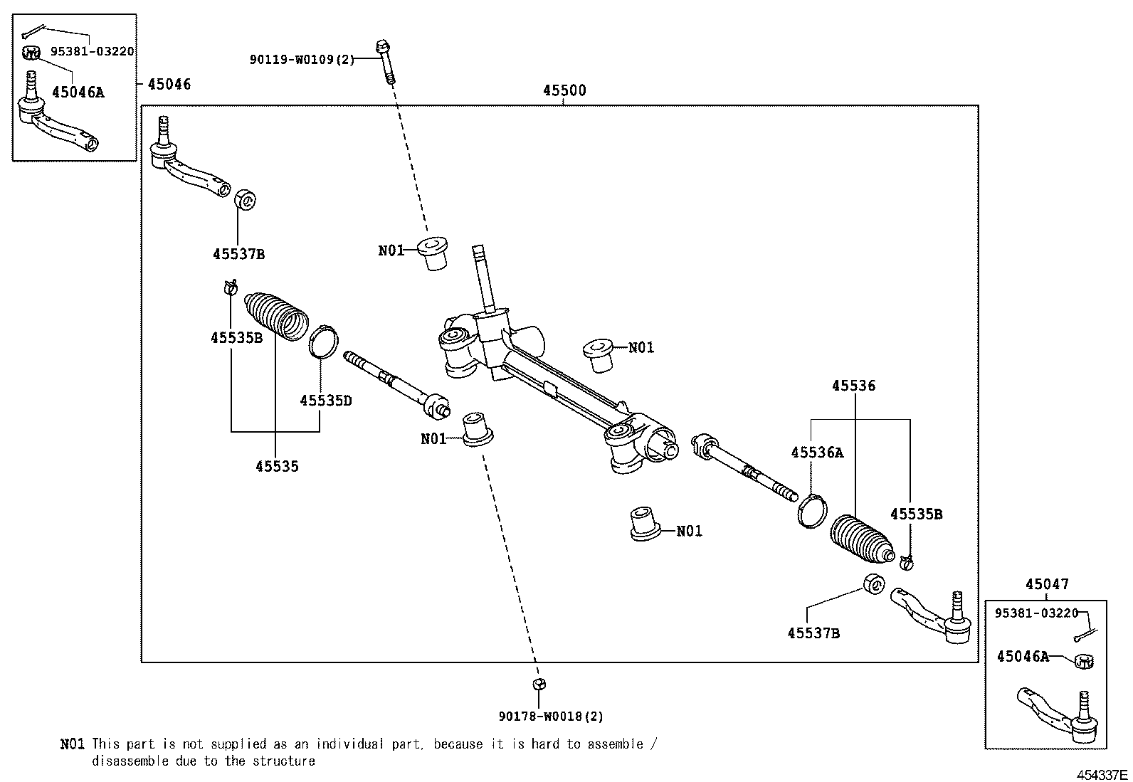 Toyota 45046-09490 END SUB-ASSY, TIE ROD, RH