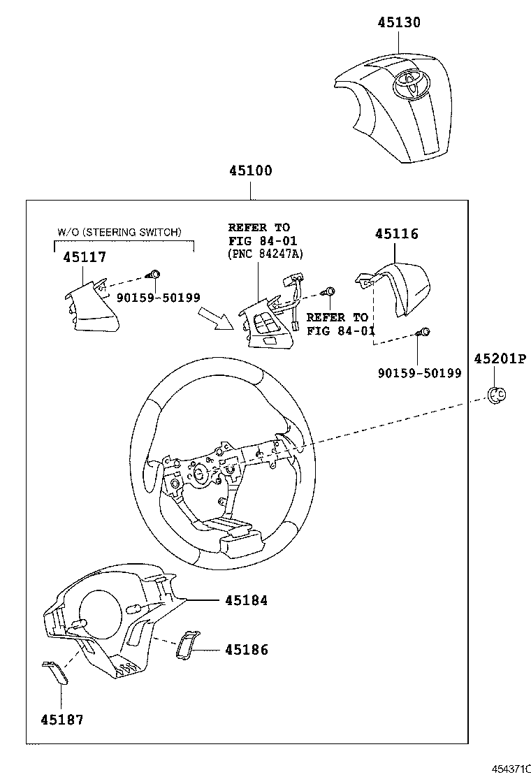 45116-0D080 ORNAMENT, STEERING WHEEL, NO.1 product image