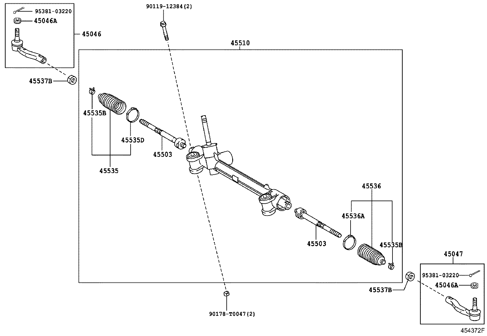 45503-0D080 END SUB-ASSY, STEERING RACK product image