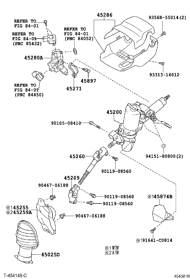 45200-52840 POST ASSY, STEERING product image