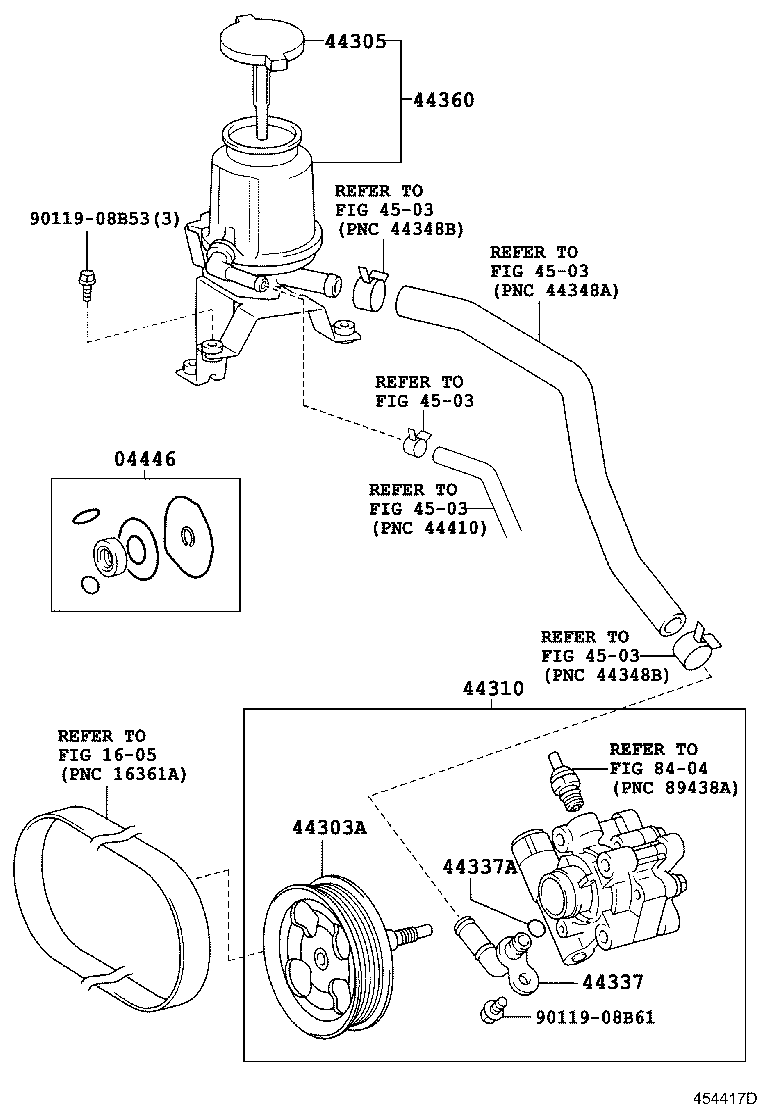Toyota 04446-35080 GASKET KIT, POWER STEERING PUMP
