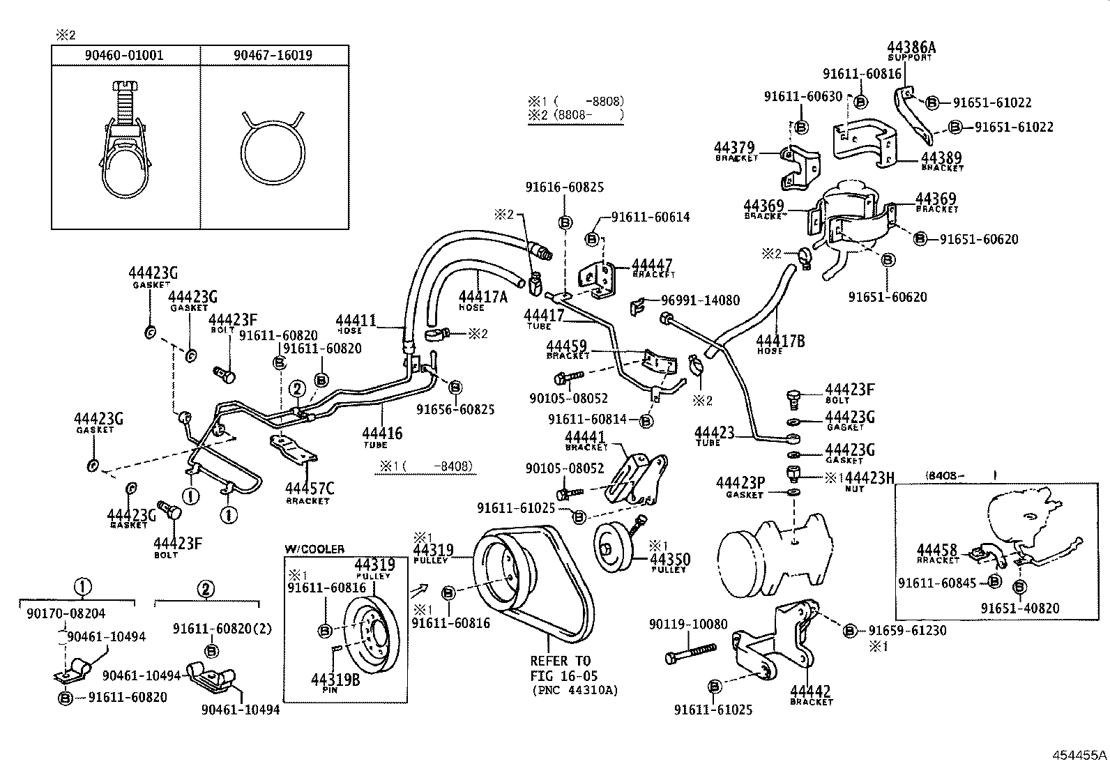 44447-36050 BRACKET, POWER STEERING OIL COOLER TUBE SUPPORT product image
