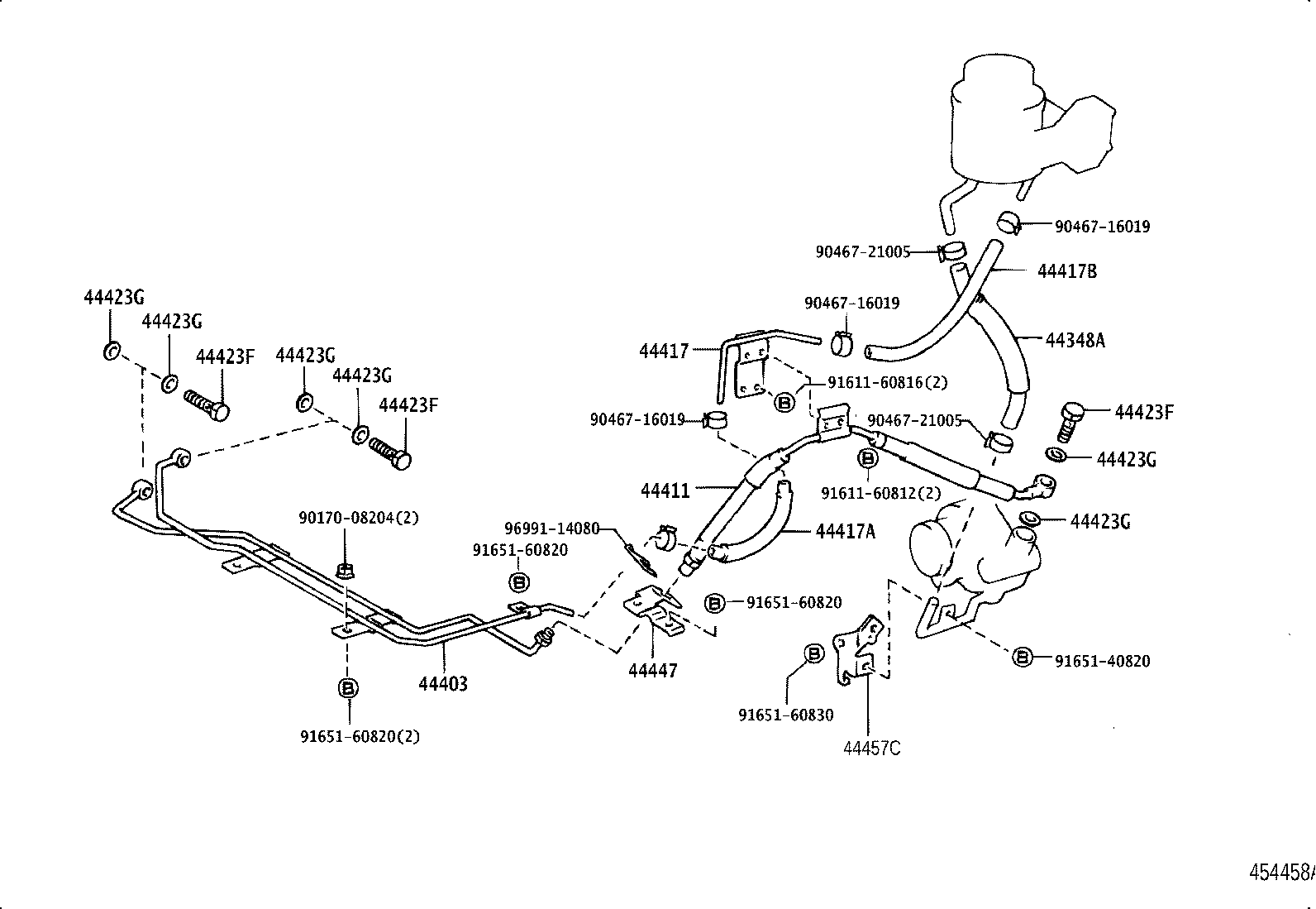 44447-36050 BRACKET, POWER STEERING OIL COOLER TUBE SUPPORT product image