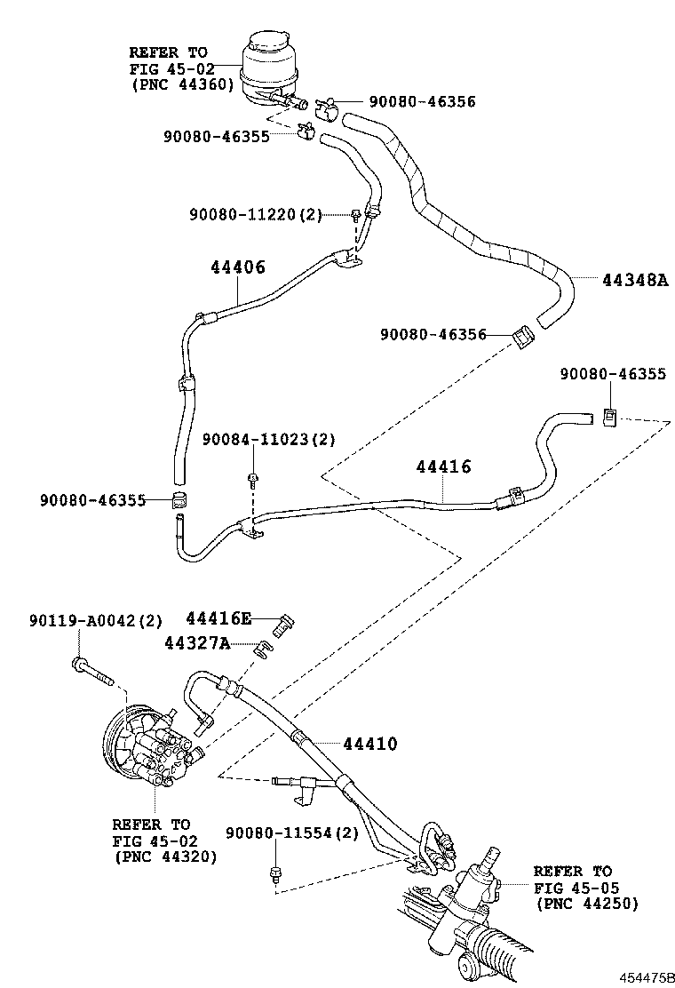 Toyota 44416-06290 TUBE, RETURN(FOR STEERING GEAR OUTLET)