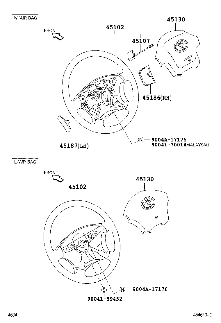 45107-BZ040 WIRE SUB-ASSY, HORN BUTTON product image