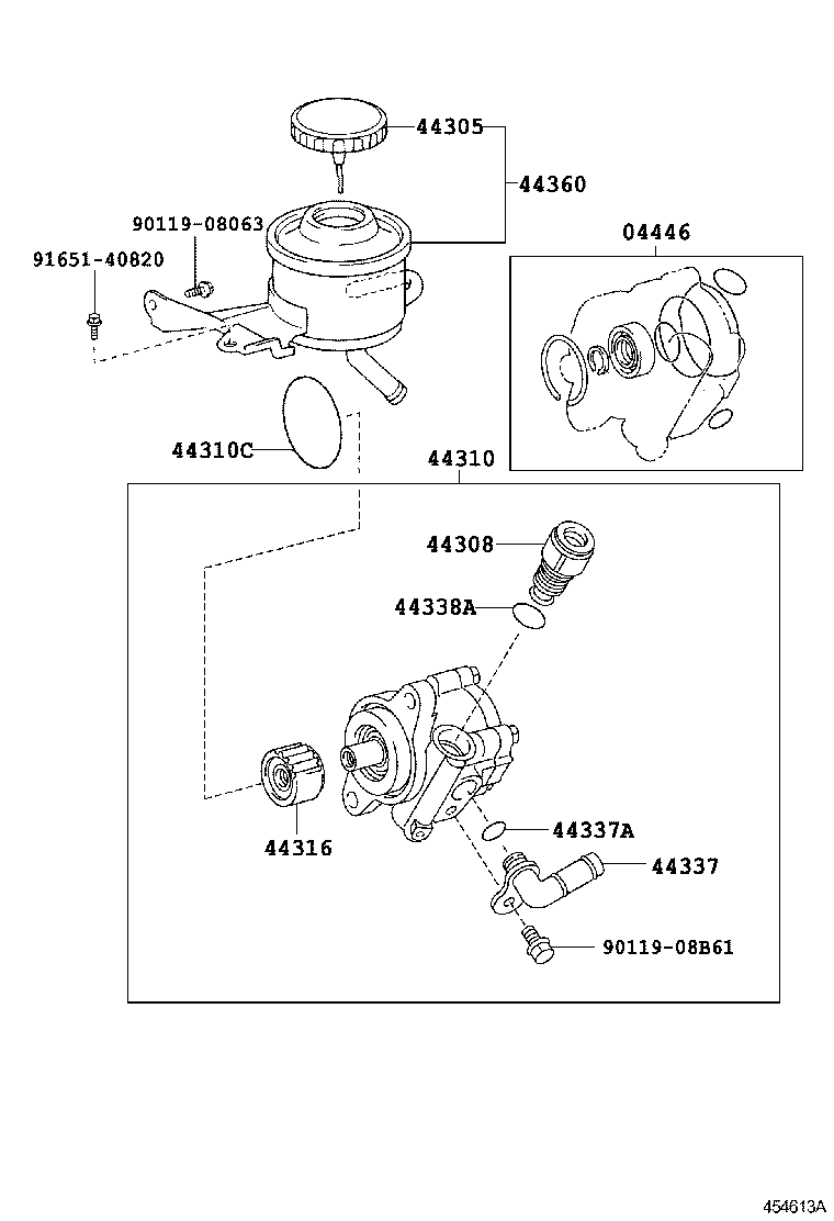 44360-26101 RESERVOIR ASSY, VANE PUMP OIL product image