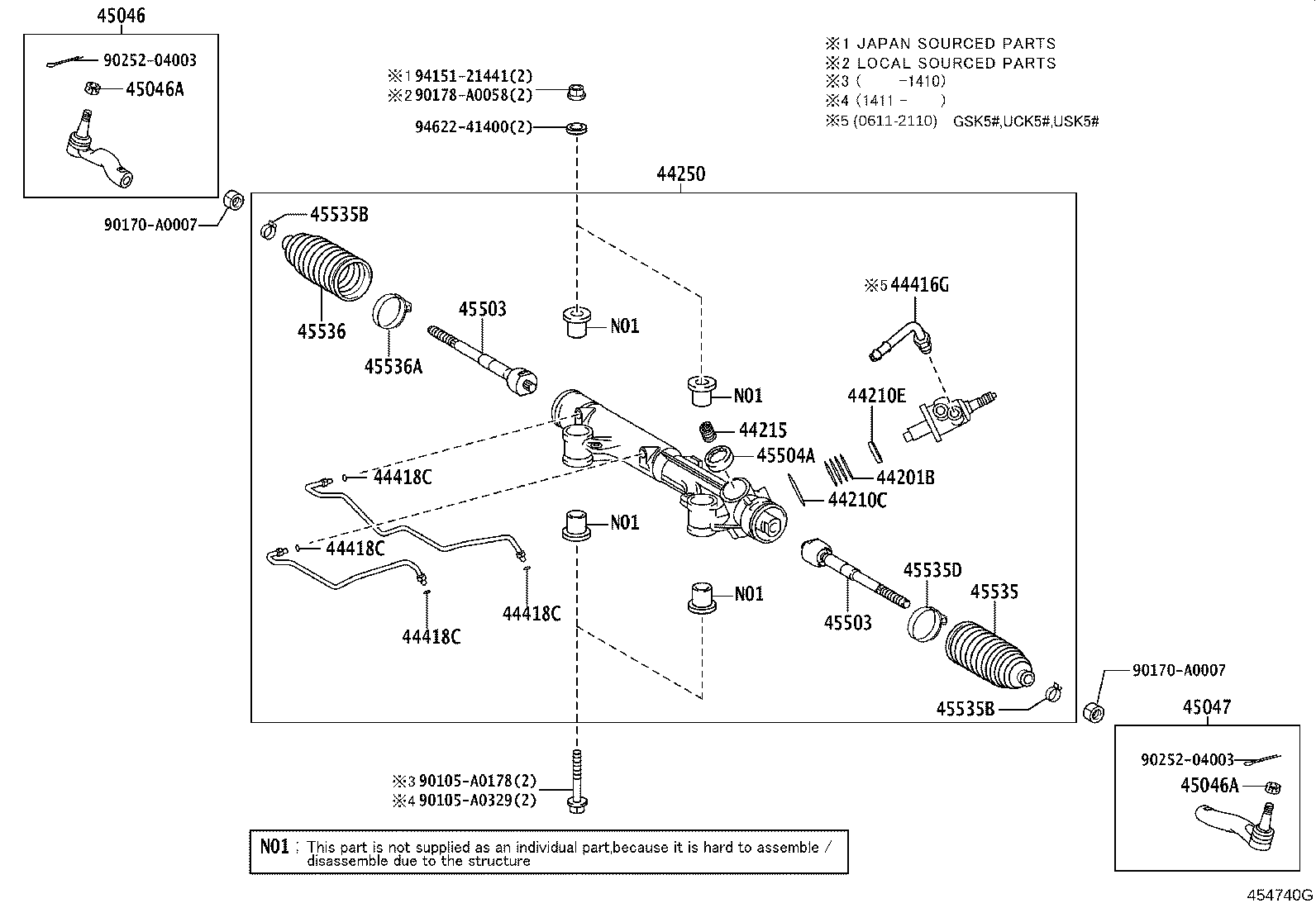 Toyota 45046-09560 END SUB-ASSY, TIE ROD, RH