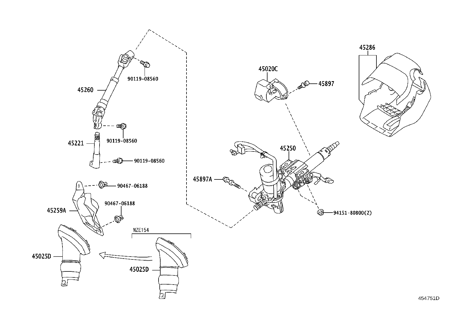 45250-12B40 COLUMN ASSY, STEERING product image