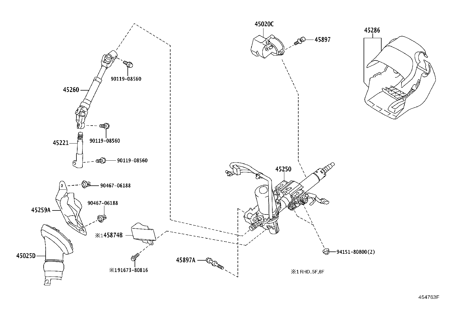 45260-12740 SHAFT ASSY, STEERING INTERMEDIATE, NO.2 product image