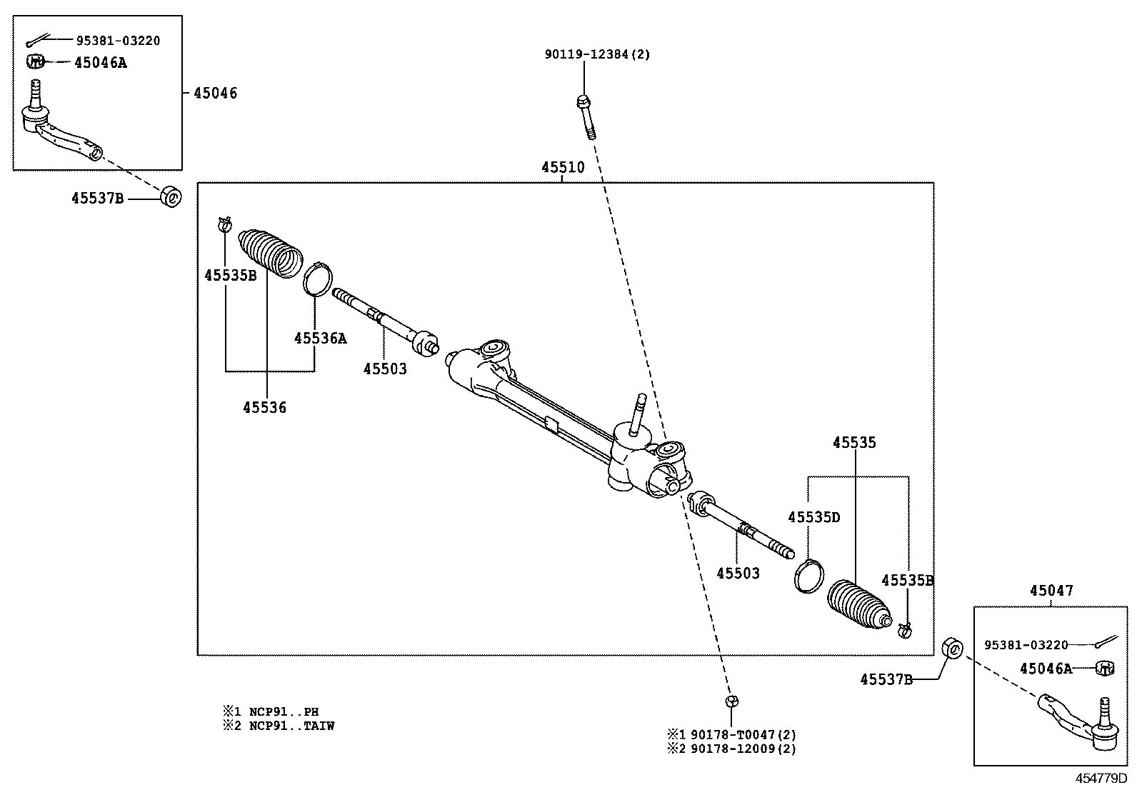 45503-0D080 END SUB-ASSY, STEERING RACK product image