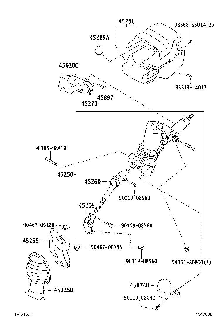 45200-52260 POST ASSY, STEERING product image